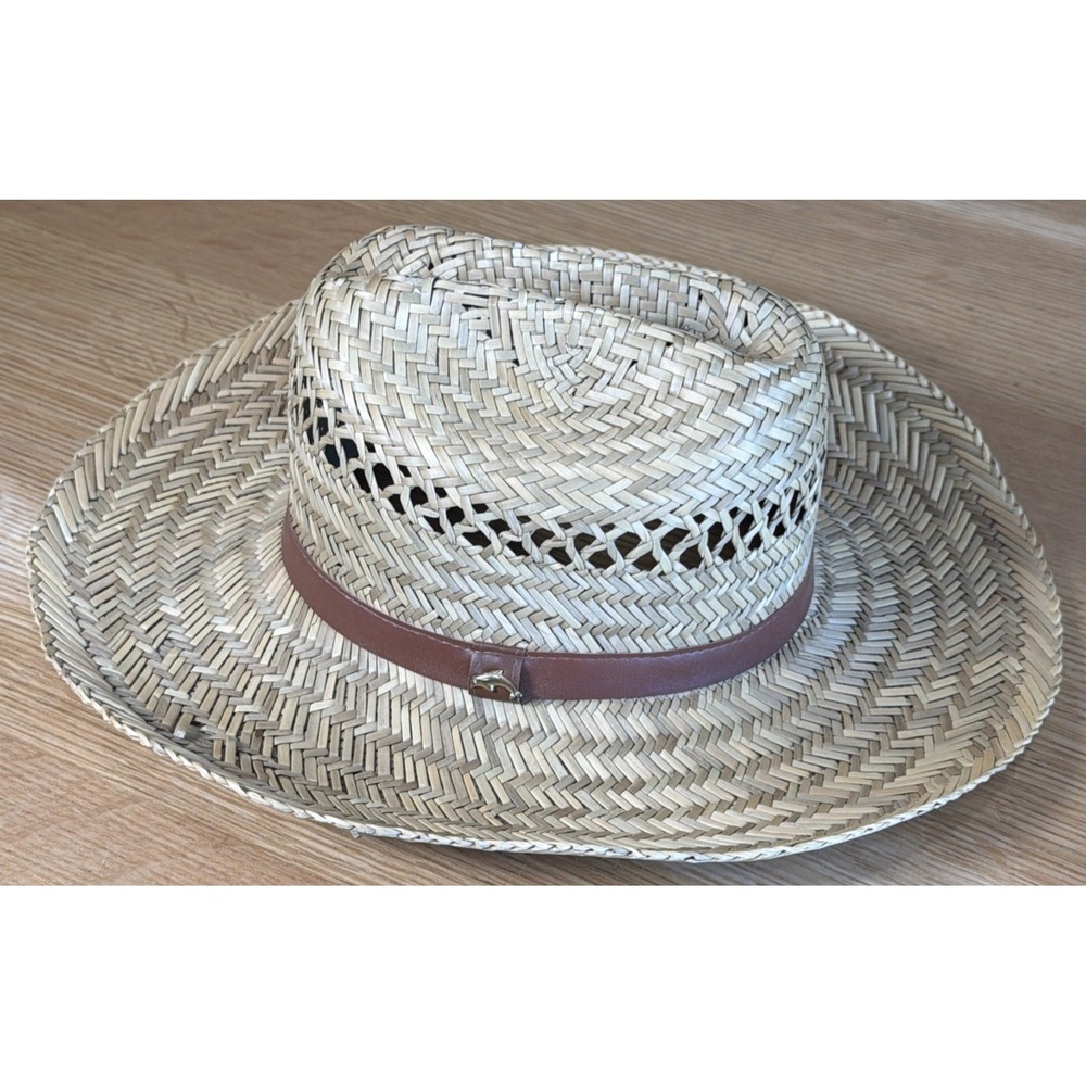 Unisex Broner 100%‎ Straw Sz Large Hat Tan With Brown Strap With Dolphin Charm